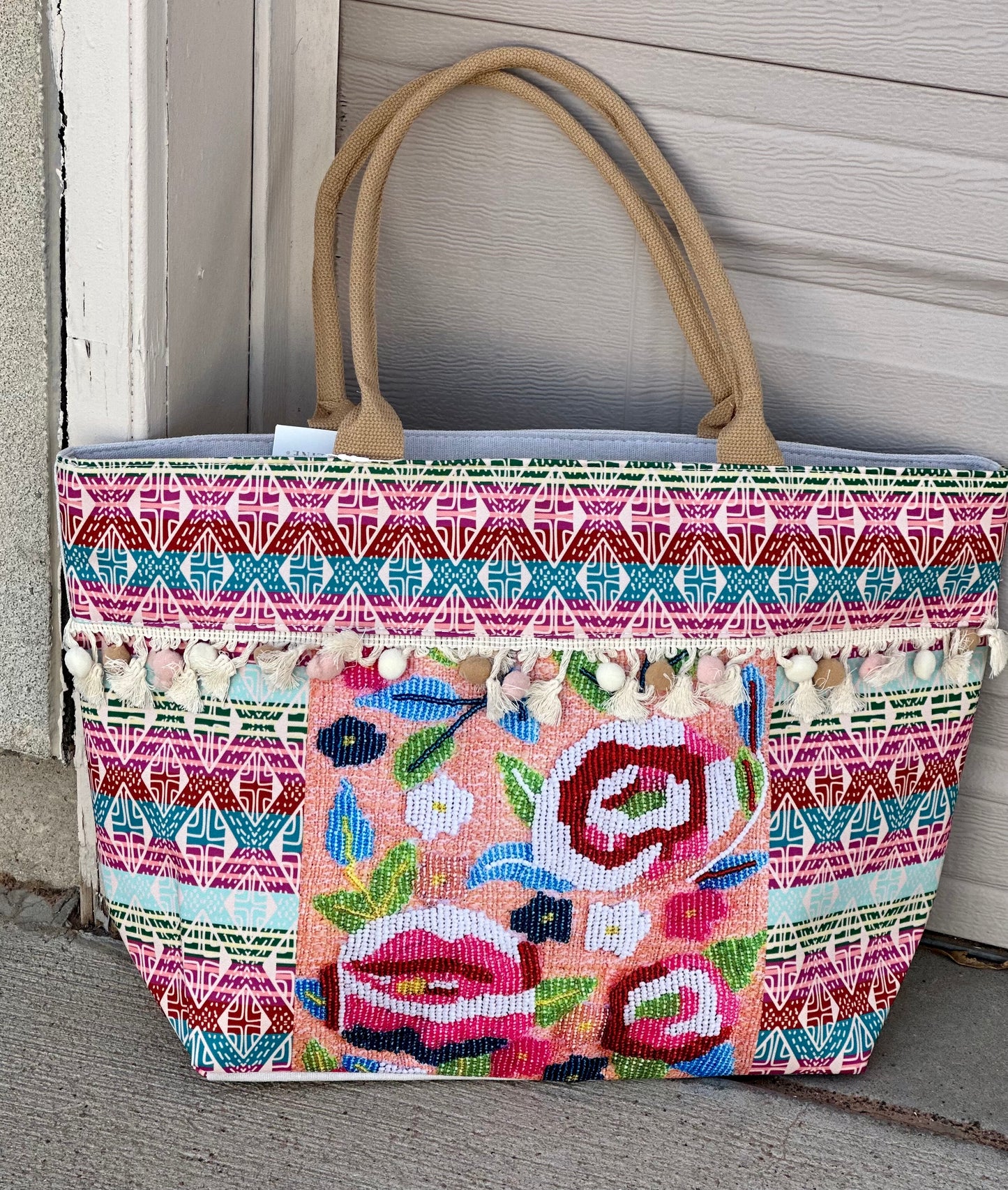 Vibrant Floral Beach Tote