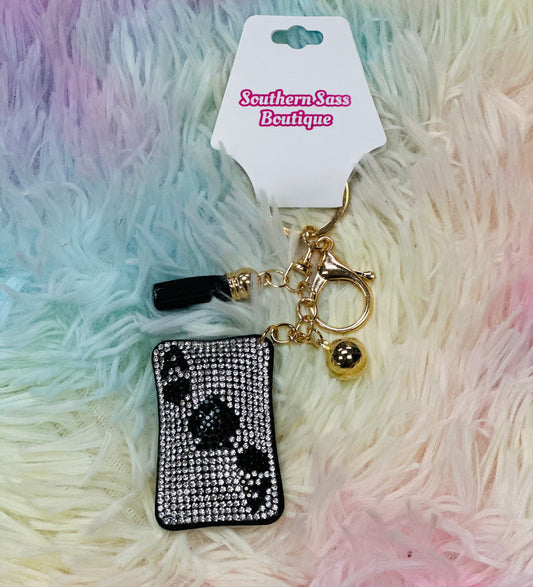Rhinestone Keychain // Spade Card