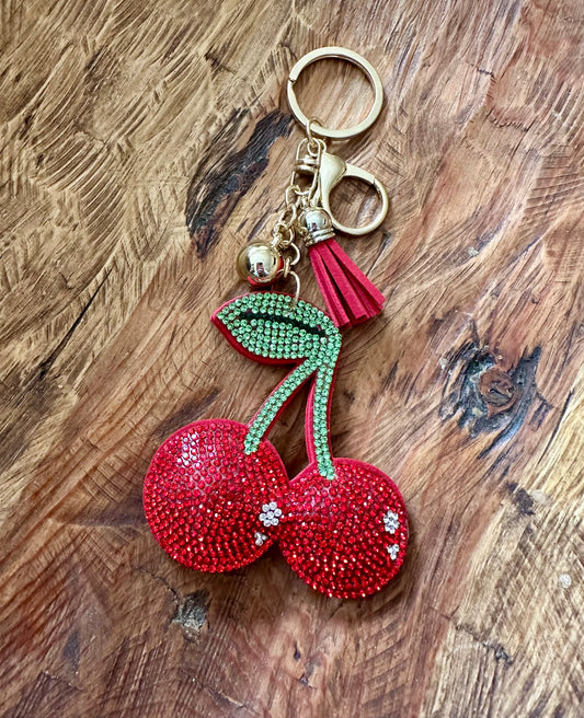 Rhinestone Keychain // Cherries
