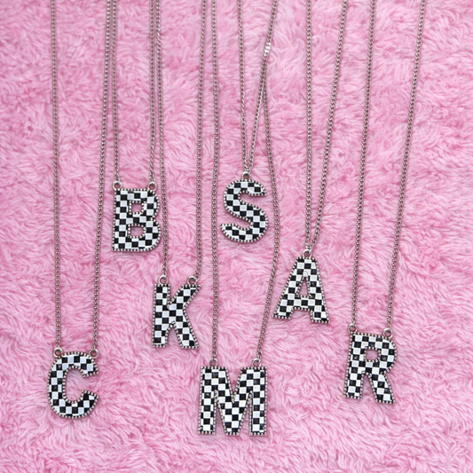 Checkered Initial Necklace