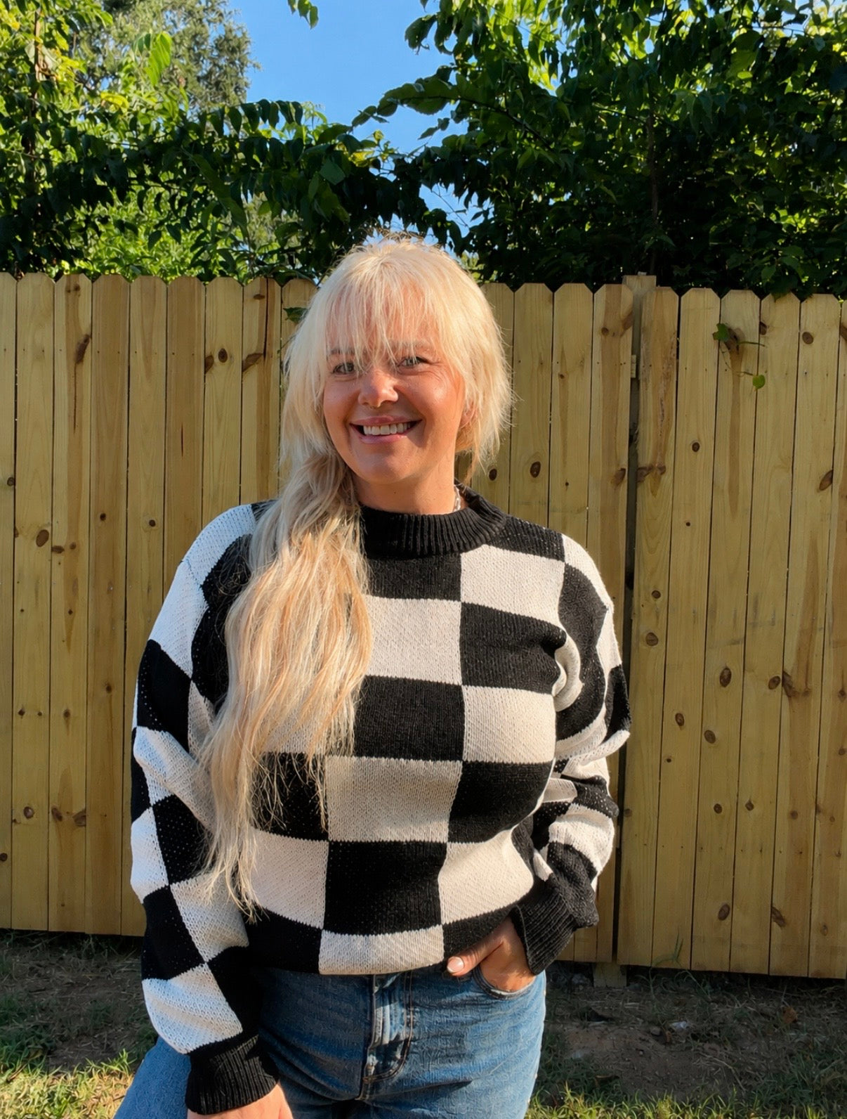 Black Checkered Sweater