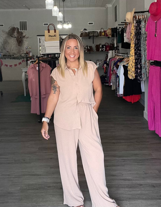 Carolina Waves Button Tunic Pants // Khaki
