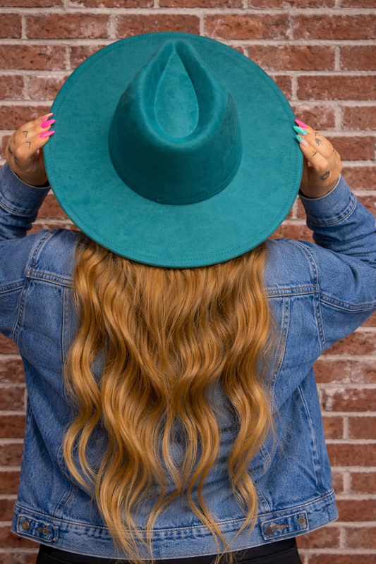 Light Suede Brim Hat // Teal