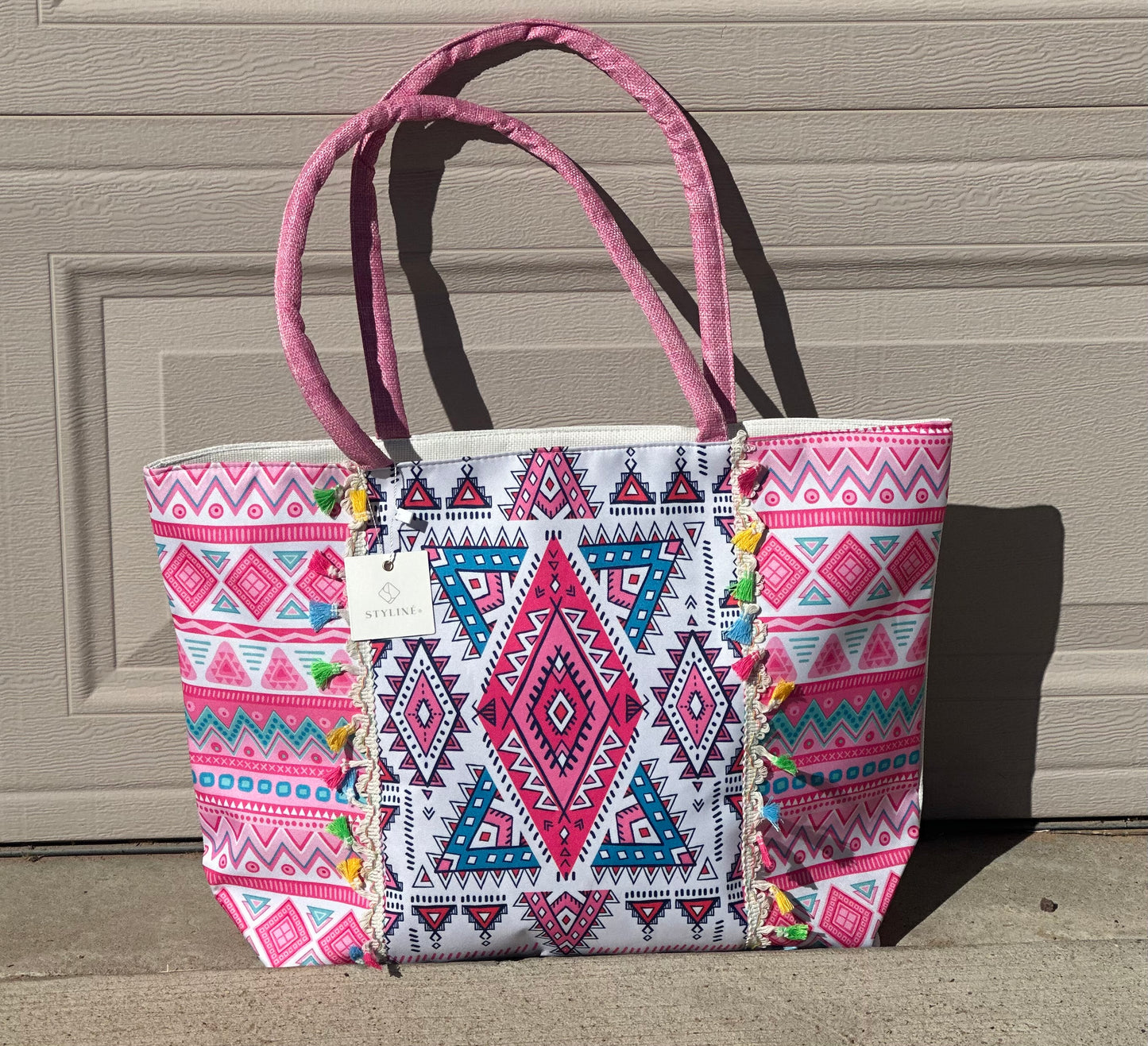 Pink Aztec Beach Tote