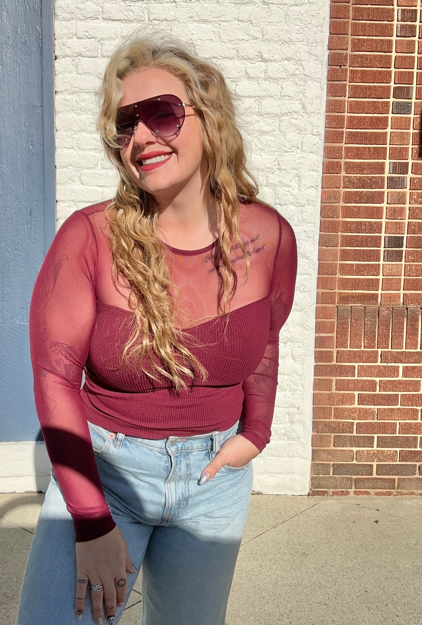 Sheerly Yours Top // Wine