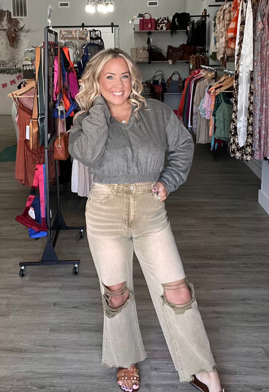 Camel Distressed Denim