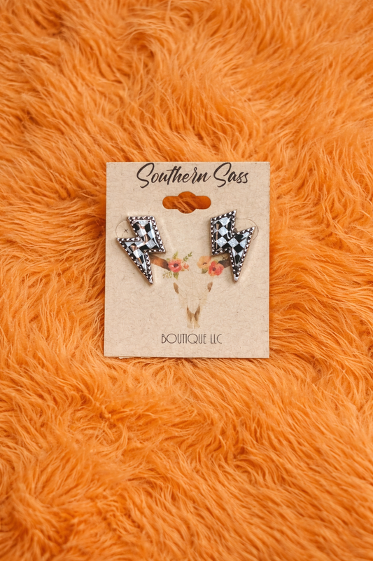 Checkered Lightening Stud