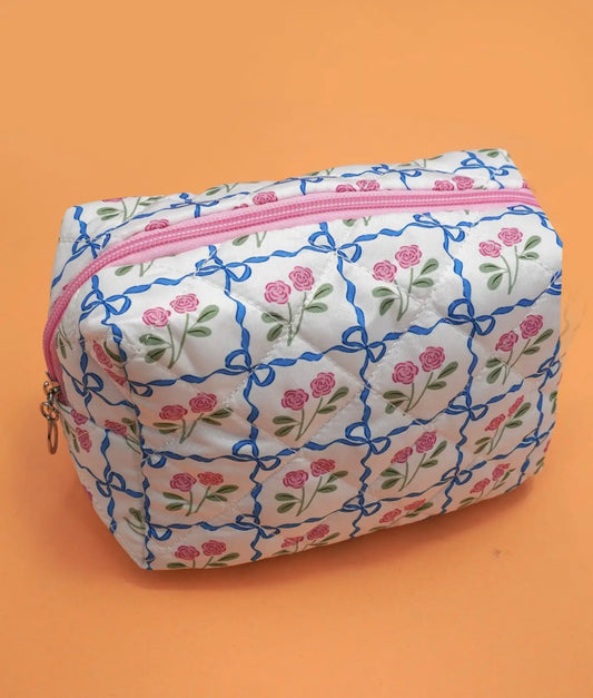 Floral Toile Pattern Makeup Cosmetic
Pouch Bag