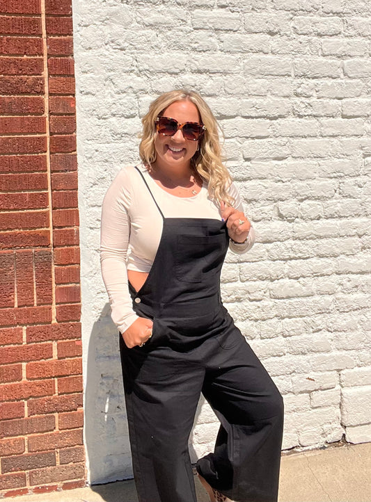 Spaghetti Strap Overalls // Black