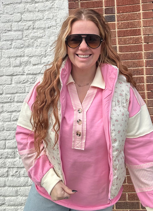Dainty Floral Puffer Vest