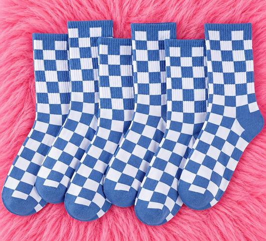 Checkered Socks // Blue