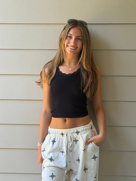 Lace Detail Tank // Black