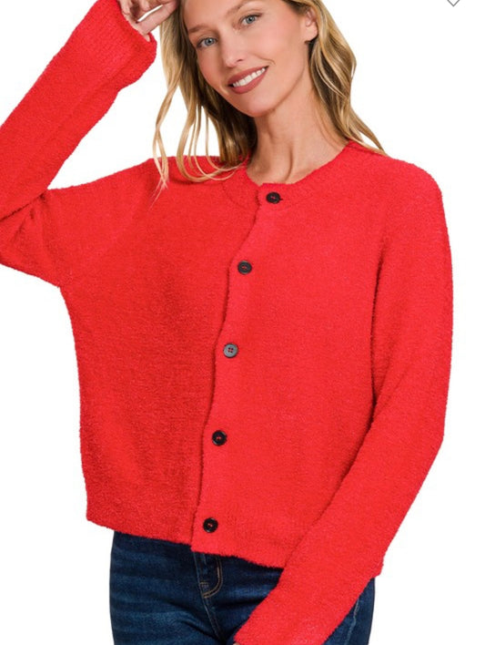 5 Button Cardigan // Tomato