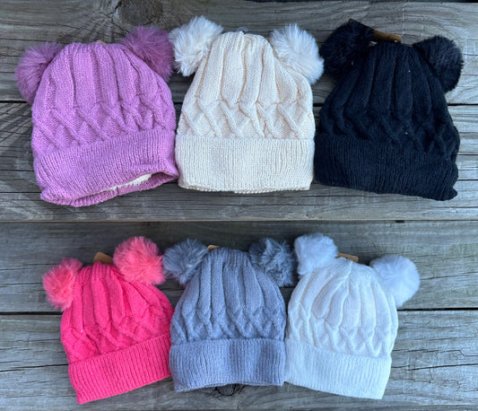 Double Pom Toddler Beanies 2/4 Years