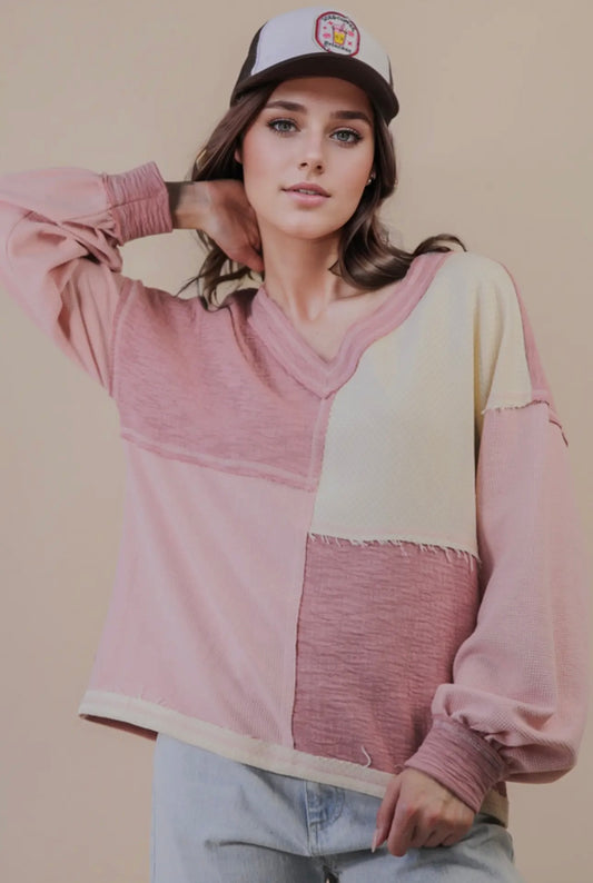 Blush Patch Work Sweater