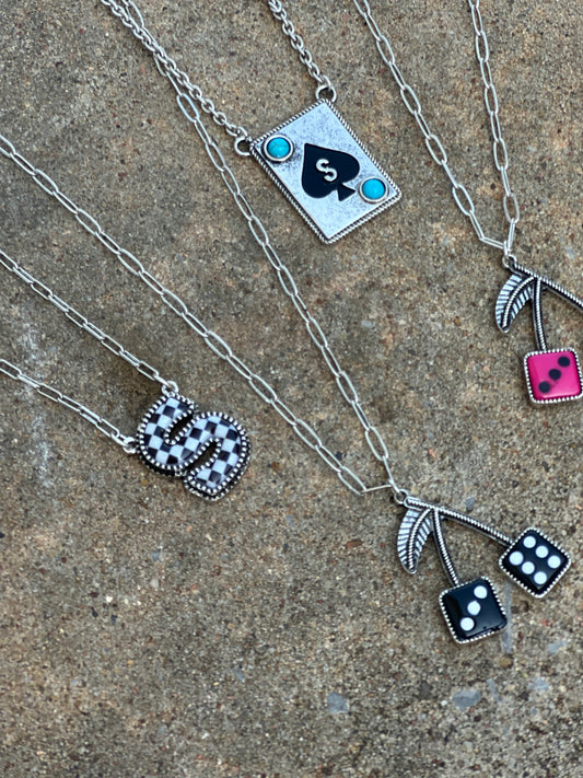 Punchy Checkered Initial Necklace