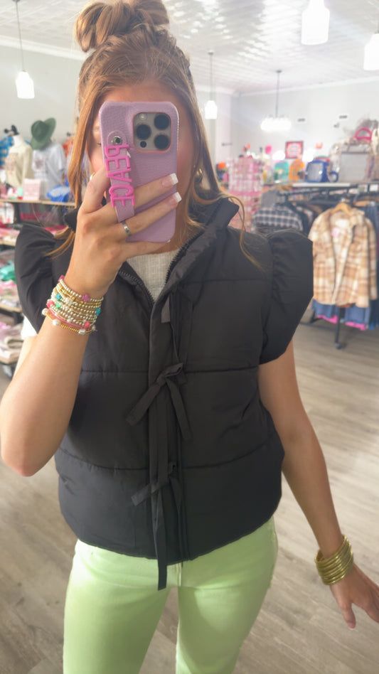 Black Ruffle Vest