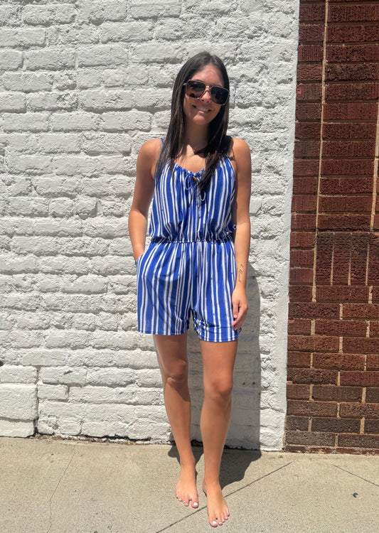 Sweet Summer Stripe Romper // Royal