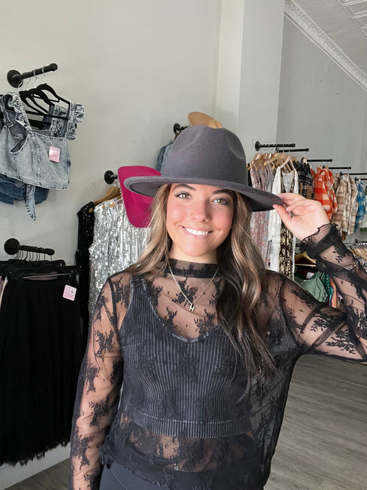 Lace See-through Layering Top // Black