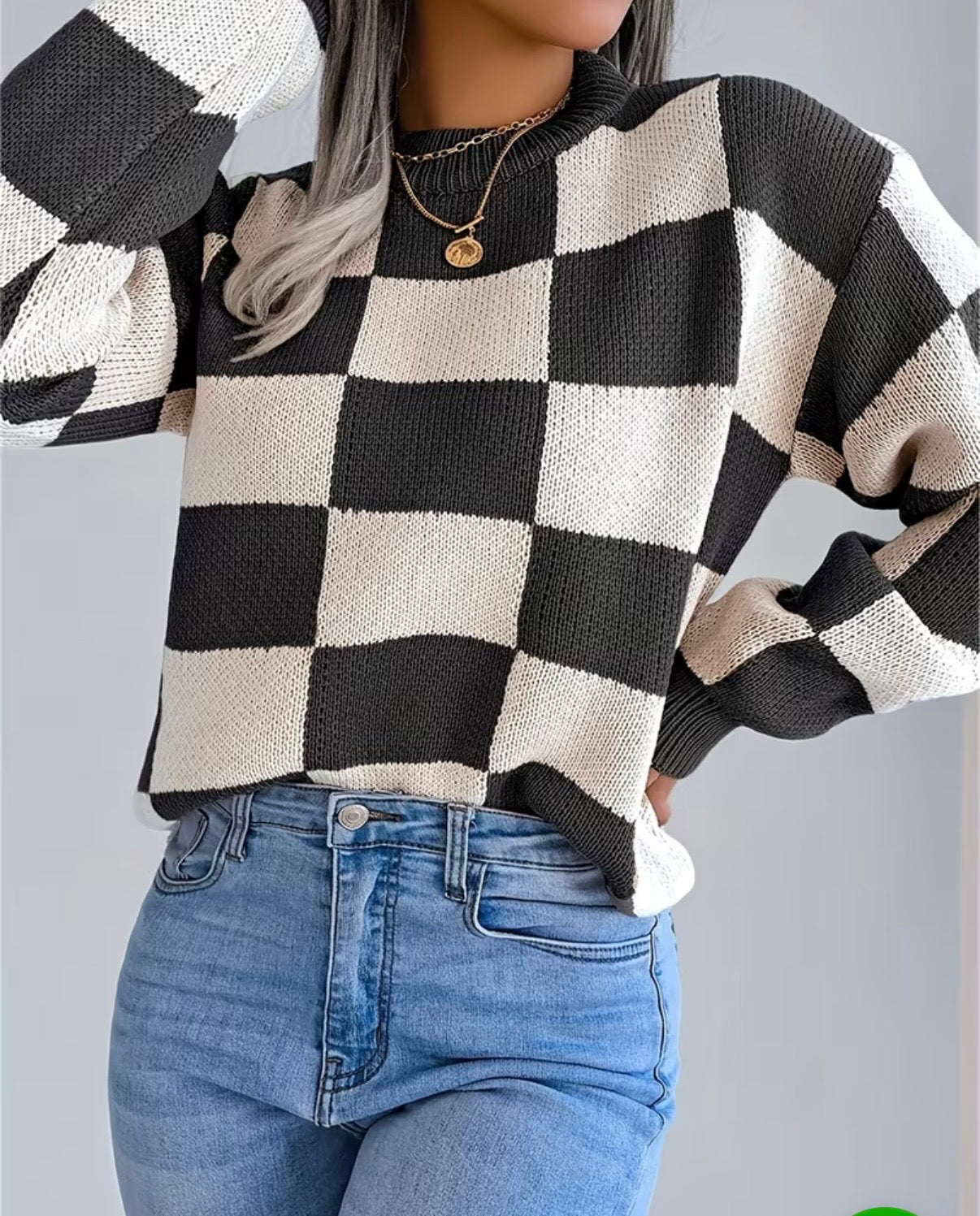 Black Checkered Sweater