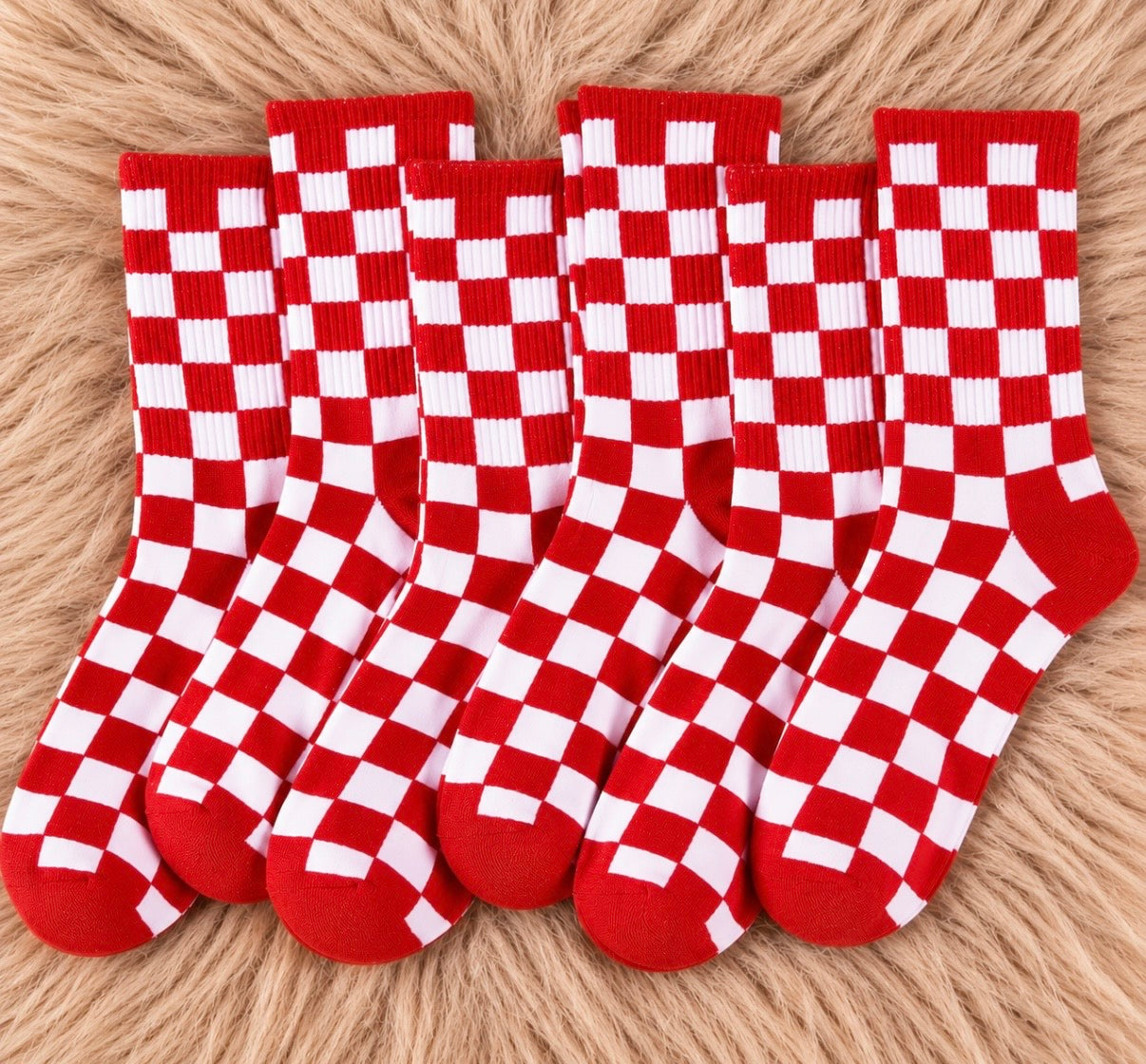 Checkered Socks // Red