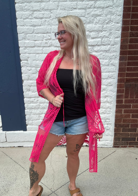 Chasing Waves Kimono // Hot Pink