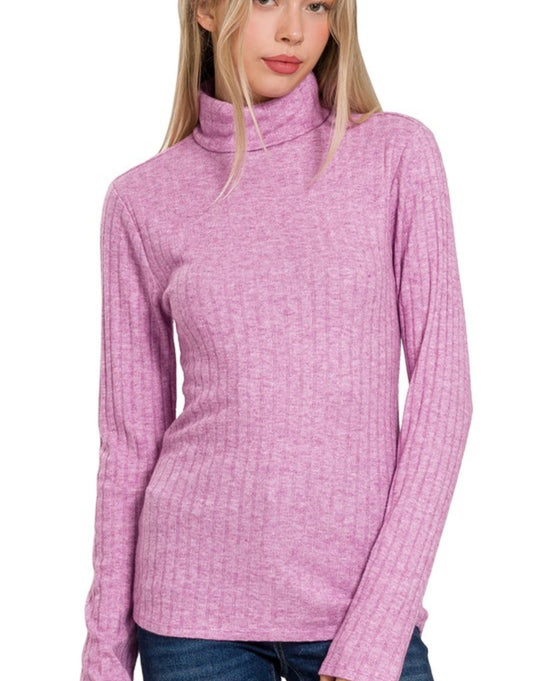 Ribbed Long Sleeve Turtleneck // Plum