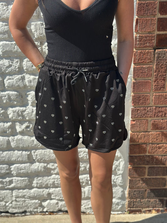 Cozy Heart Shorts // Black