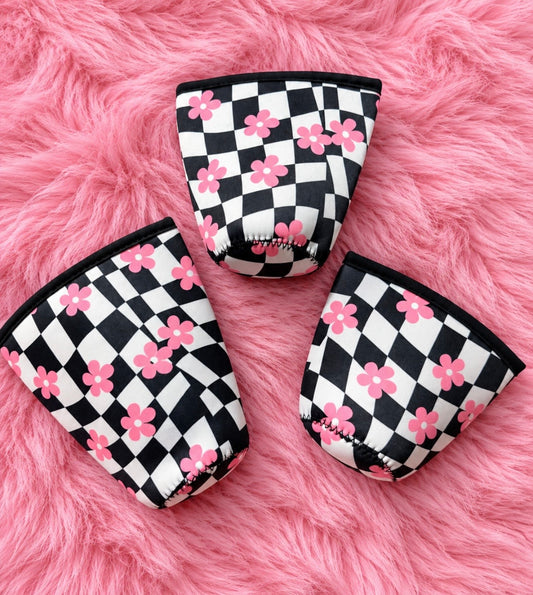 Checkered Flower Koozie