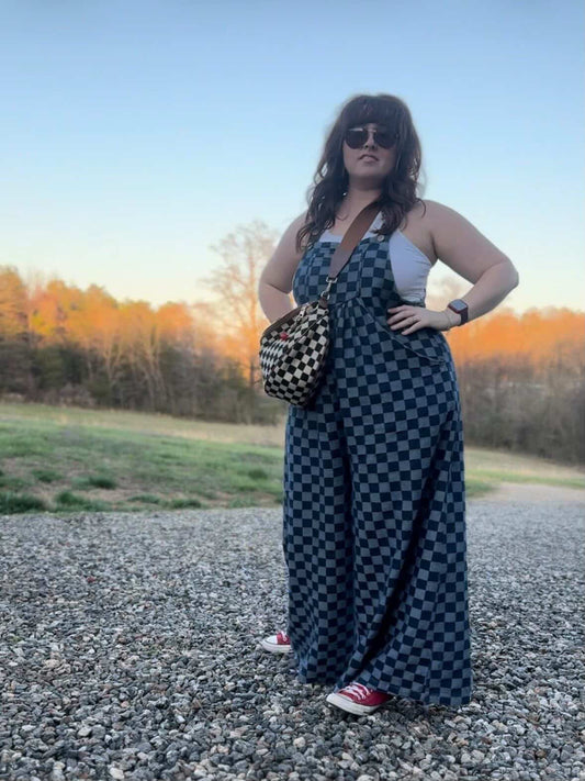 Denim Checkered Overalls