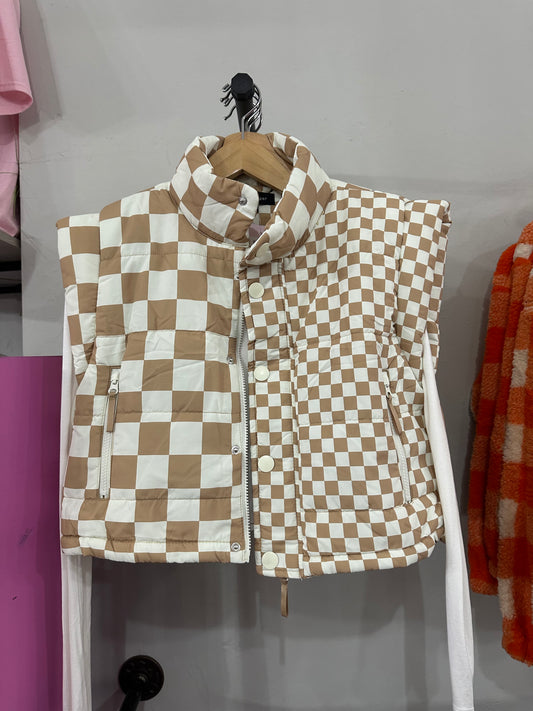 Checked Out Of Reality Vest // Tan