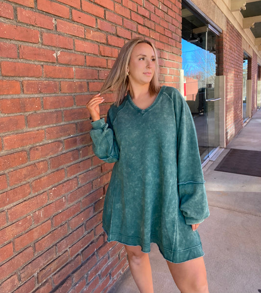 Mineral Washed Oversized A-Line Mini Dress // Forrest