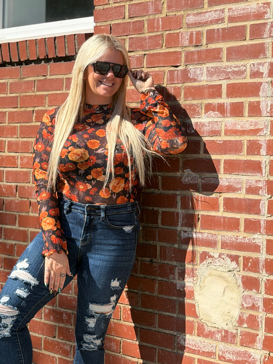 Floral Bell Sleeve Top