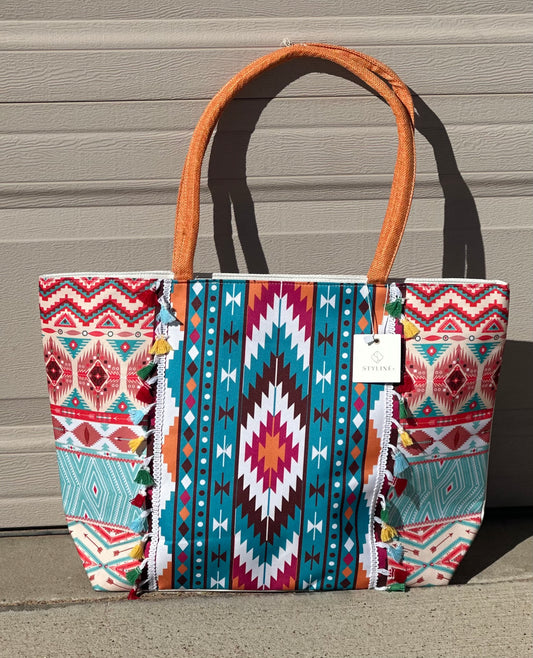 Blue Aztec Beach Tote