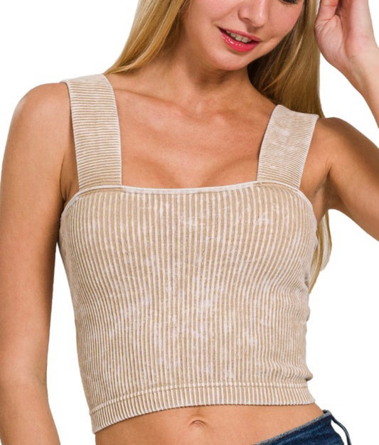 Washed Ribbed Tank // Mocha