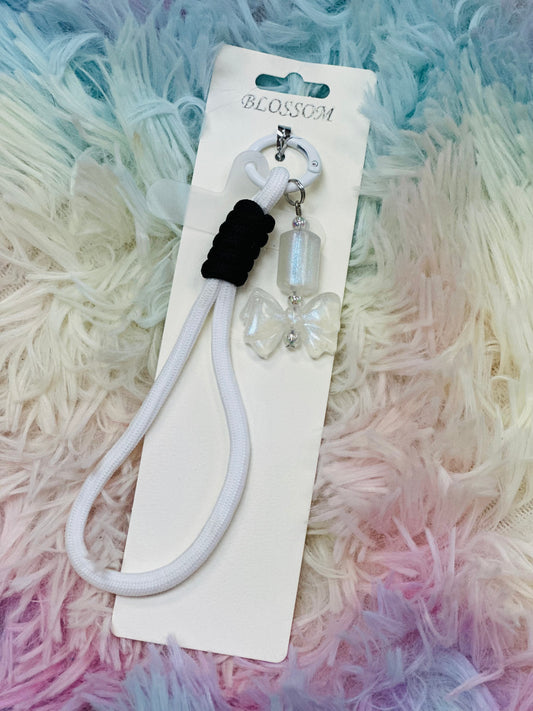 Bow Keychain / Phone Charm // White