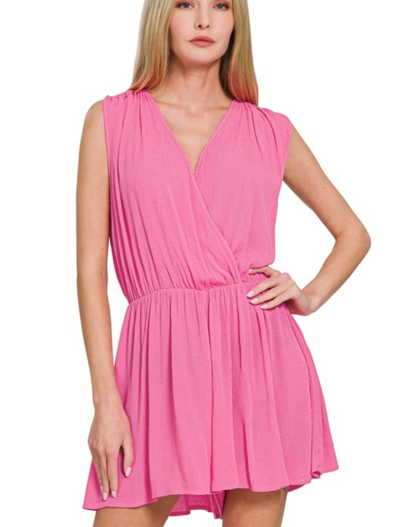 Draped Romper // Candy Pink