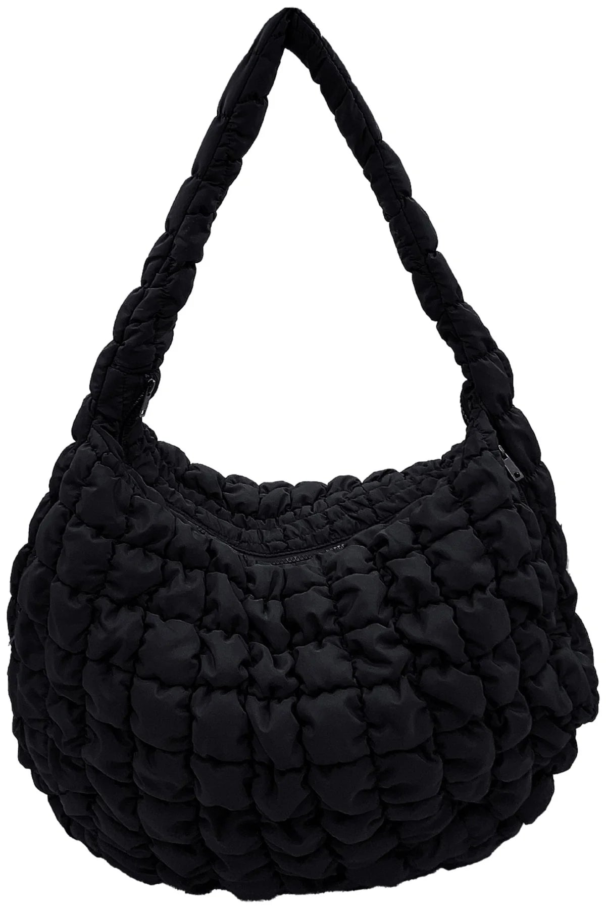 Cora Large Quilted Puffer Tote Bag // Black