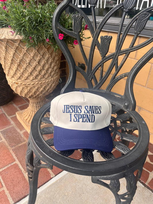 Jesus Saves I Spend // Navy