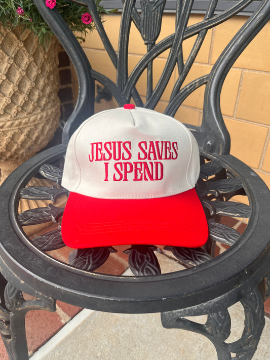 Jesus Saves I Spend // Red