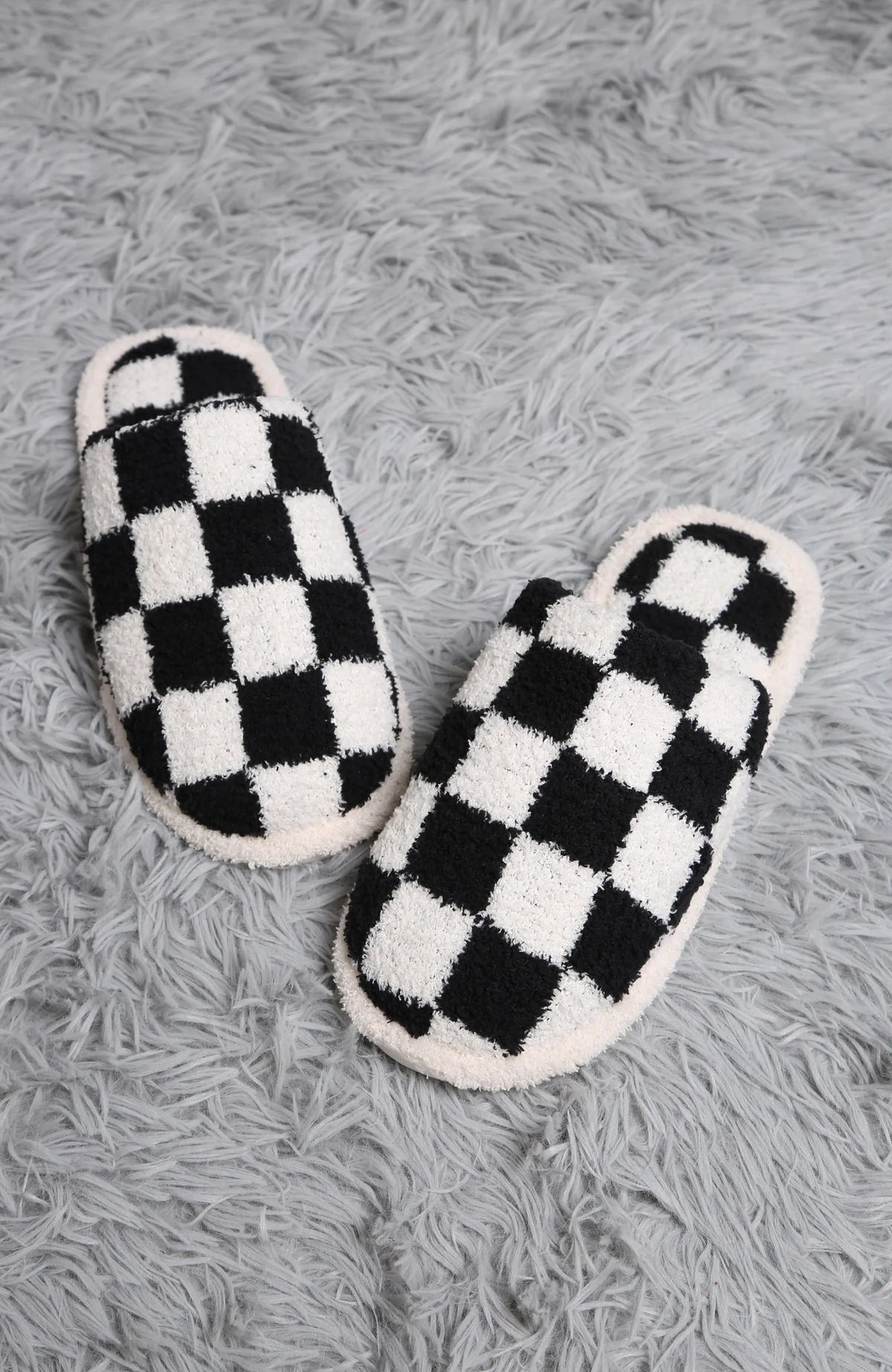 Comfy Lux Slippers // Checkered // Black