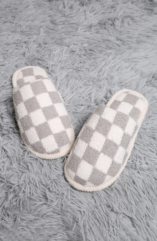 Comfy Lux Slippers // Checkered // Gray