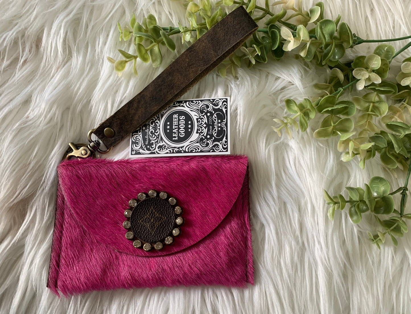 The Aubrey Wristlet in Pink - Upcycled LV